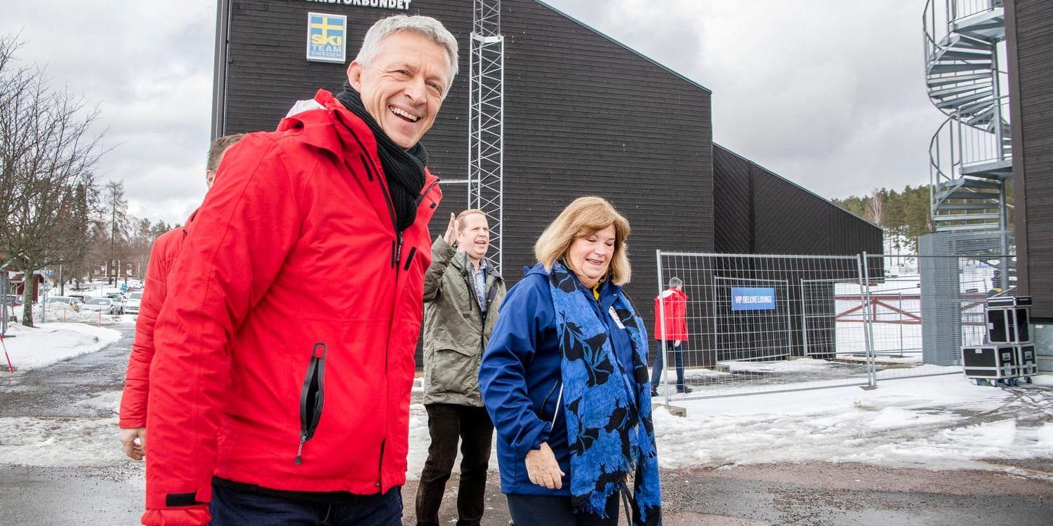 Octavian Morariu, chef för IOK:s utvärderingskommission och Gunilla Lindberg, IOK-ledamot, när Internationella olympiska kommittén träffades i Falun och Lugnet i mars för att sondera inför valet av värd för vinter-OS 2026.