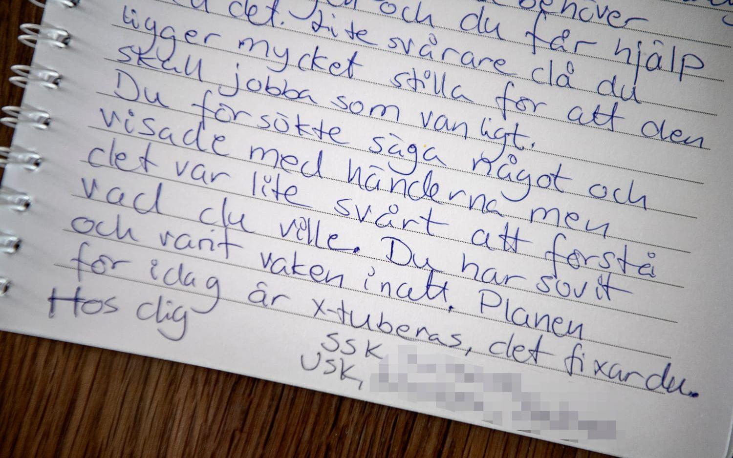 I dagboken som personalen på covid-iva skrev i till Petri under de sex dygn han var nedsövd beskriver de vad som har hänt varje dag, vad de har gjort och vad som väntar.