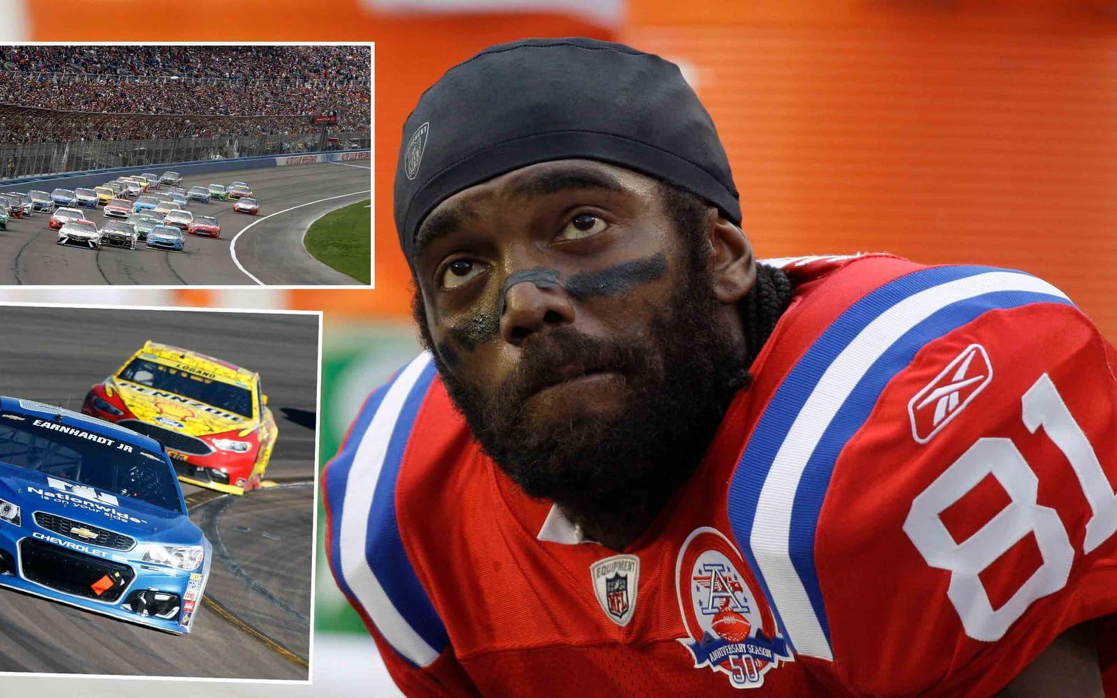 <strong>Randy Moss, Nascar.</strong> NFL-stjärnan älskar racing, och ägde ett eget motorsport team åren 2008-2012. Och Randy Moss Motorsports var en del av Nascar-cirkusen. Foto: TT