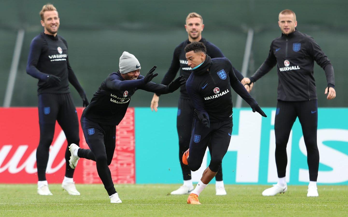 Raheem Sterling, Jesse Lingard, Harry Kane, Jordan Hendersson och Eric Dyer