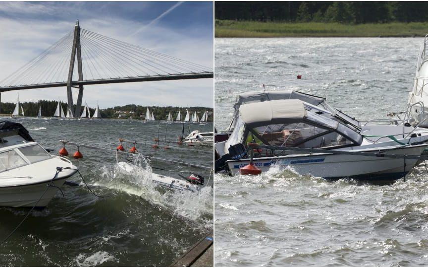 Vindar ställde till det för båtarna i hamnen på fredagen. Foto: Lasse Edwartz