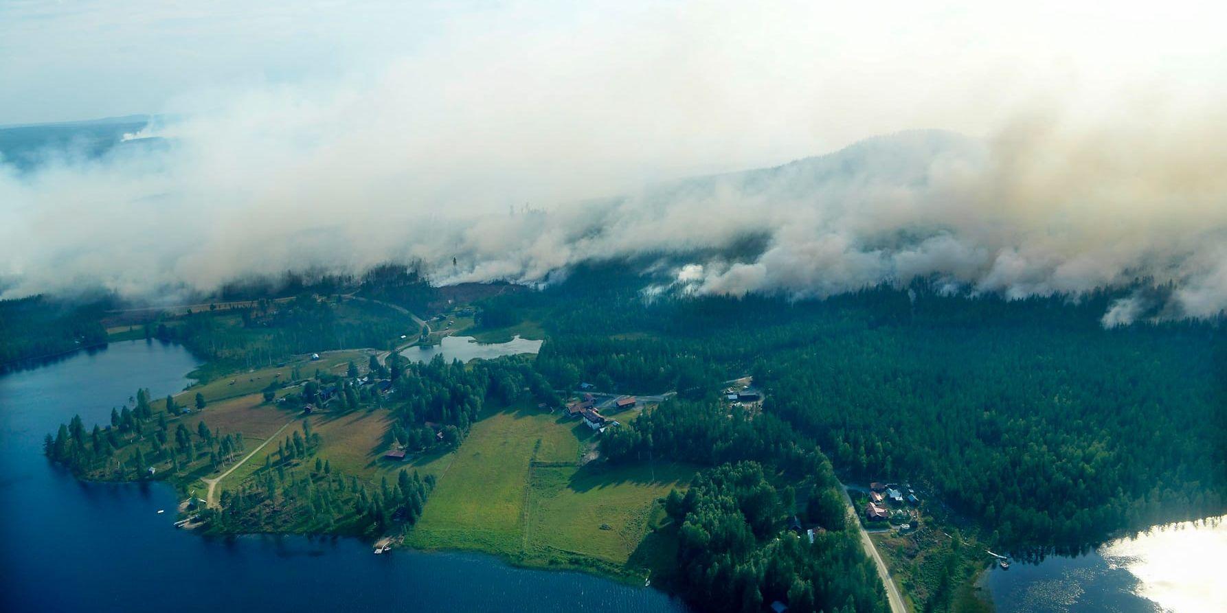 Flygbilder över den stora branden runt Ljusdal i juli förra sommaren.