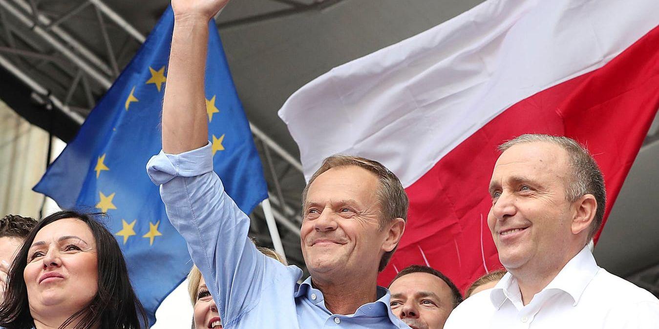 Europeiska rådets permanenta ordförande Donald Tusk, tidigare polsk premiärminister, kampanjar på hemmaplan inför EU-valet.